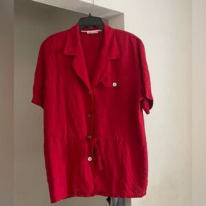 Vintage Women’s Red Anne Klein II Shirt with Shoulder Pads
